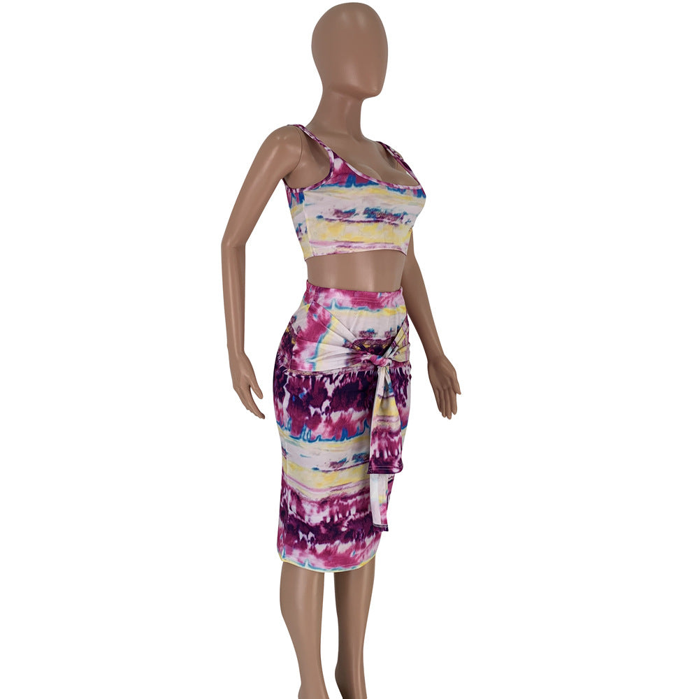 Tie-Dye Camisole and Midi Skirt Set