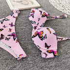 Pink Butterfly Print Bikini Set