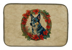 Australian Cattle Dog Christmas Flowers Dish Drying Mat