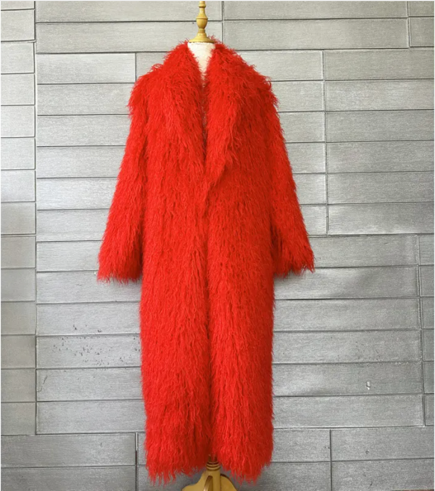 Women's Winter Leather Fur Coat