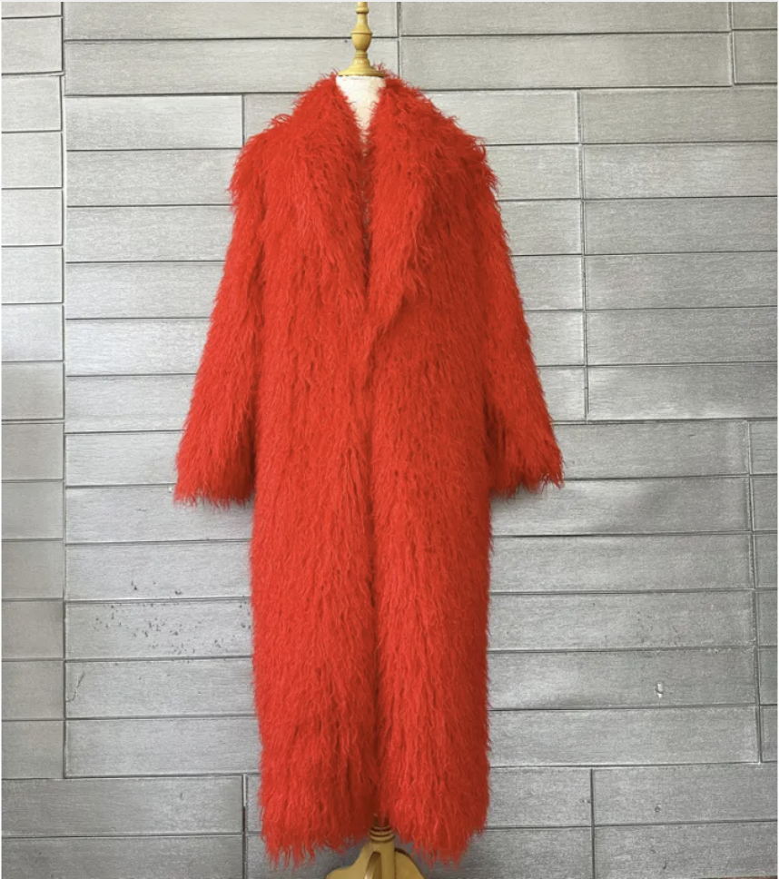 Women's Winter Leather Fur Coat