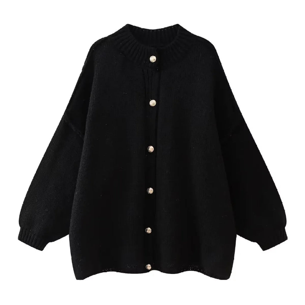French Loose Round Neck Cardigan Sweater
