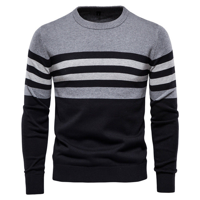 Men's Cotton Striped Pullover Sweater - Plus Size 5XL | Streetwear