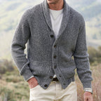 Men's Mixed Color Lapel Sweater Cardigan with Buttons