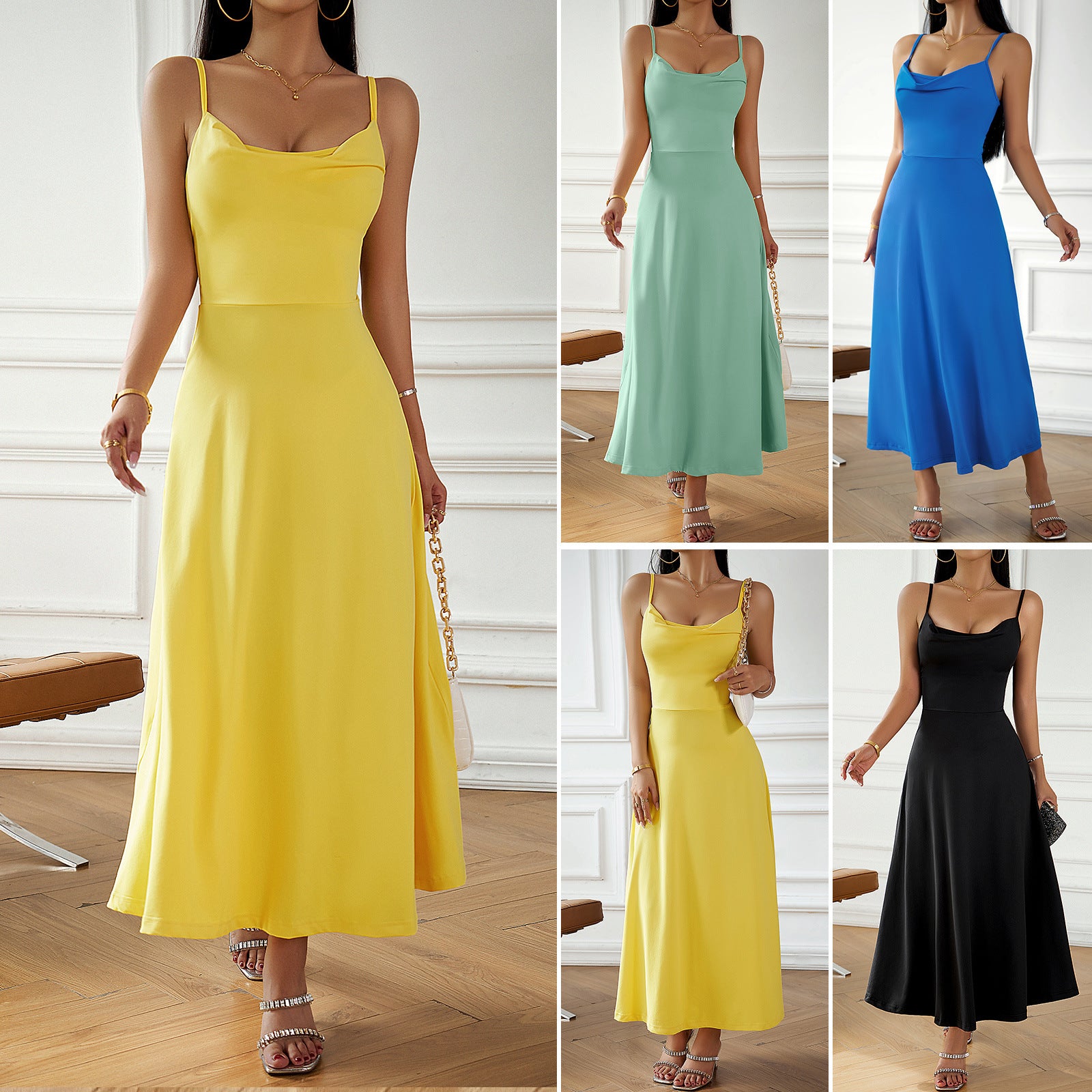 Diyun Women's Solid Color Sexy Camisole Dress 2023