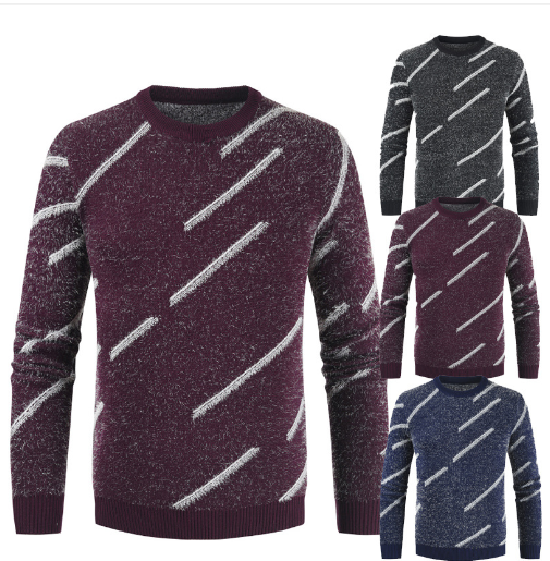 Men's Slim Fit Round Neck Mohair Sweater
