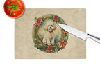 Poodle Christmas Flowers Glass Cutting Board