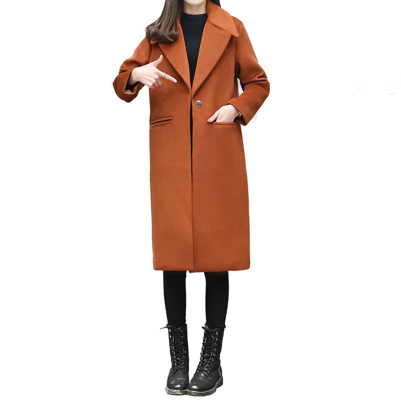 Thick Over-the-Knee Woolen Coat for Women