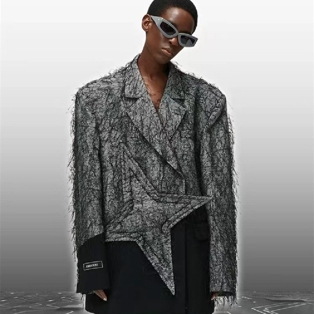 Mid-Length Women's Star Print Trench Coat