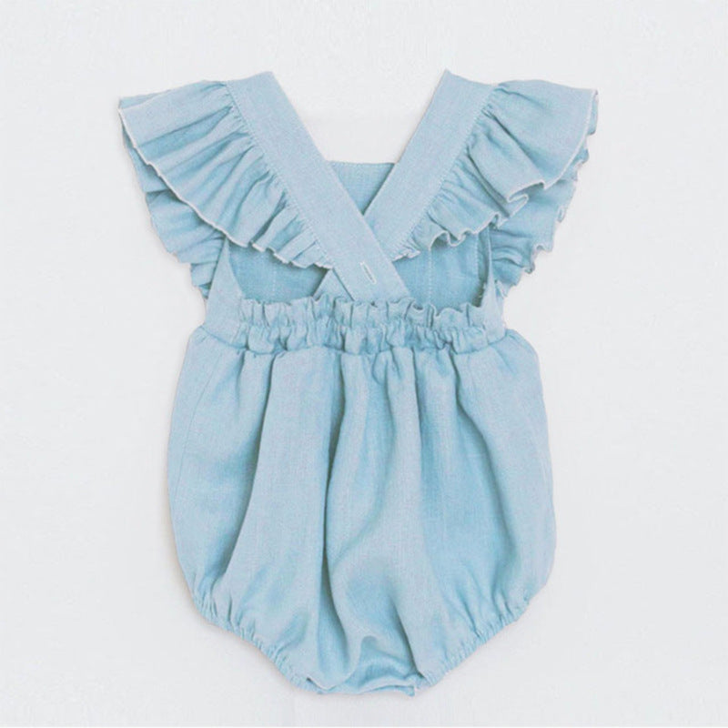 Cotton Linen Triangle Bodysuit for Girls (Romper)