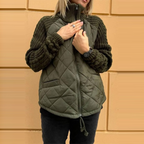 Jacket With Pockets Fashion Knitted Stitching Zipper Coat
