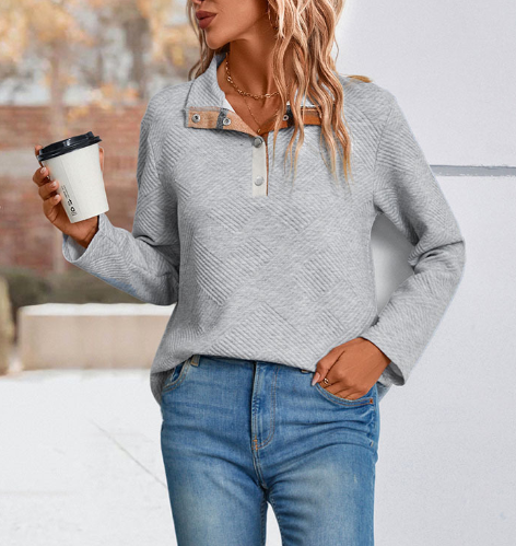 Autumn Women's Long Sleeve Plaid Patchwork Sweater
