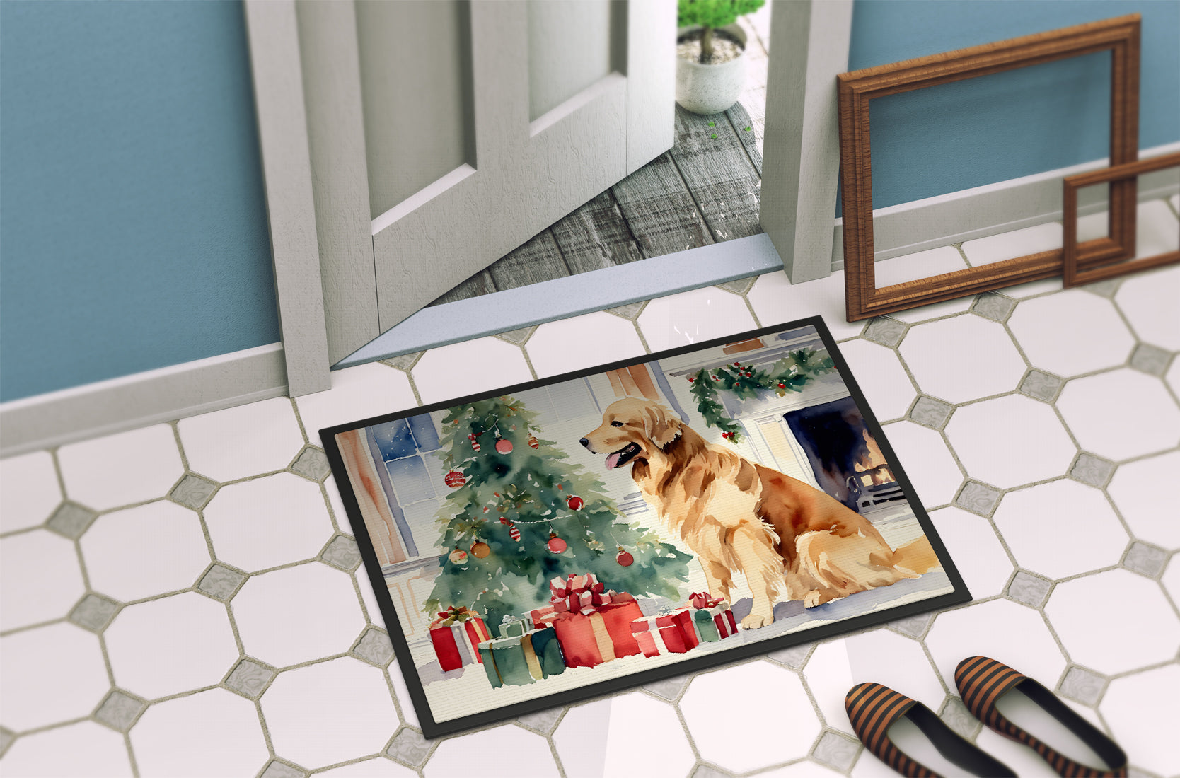 Golden Retriever Cozy Christmas Doormat