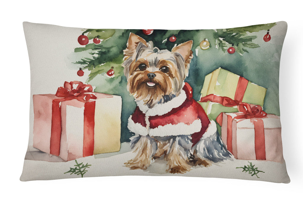 Yorkie Christmas Throw Pillow