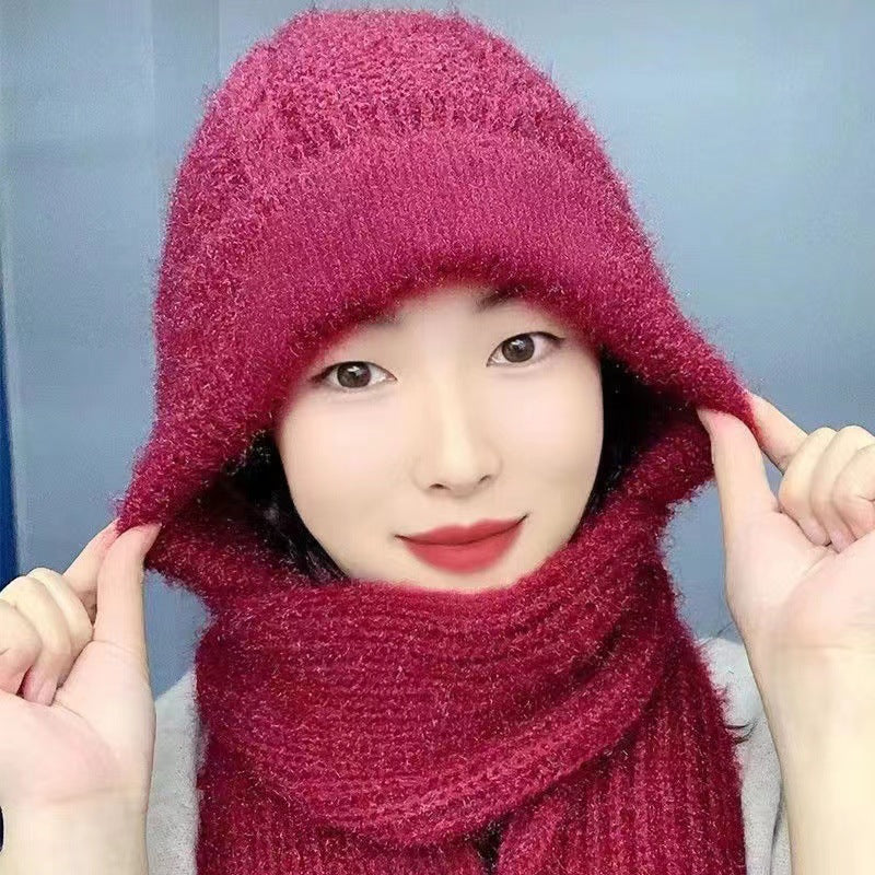 Fleece-lined Scarf Hat for Ladies' Cycling | Embroidered Cap