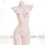 Women's Heart Embroidery Micro Bikini Lingerie Set