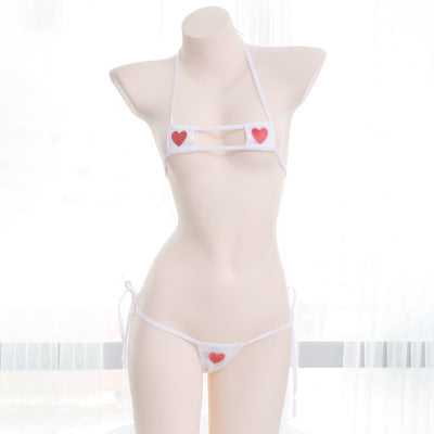 Women's Heart Embroidery Micro Bikini Lingerie Set