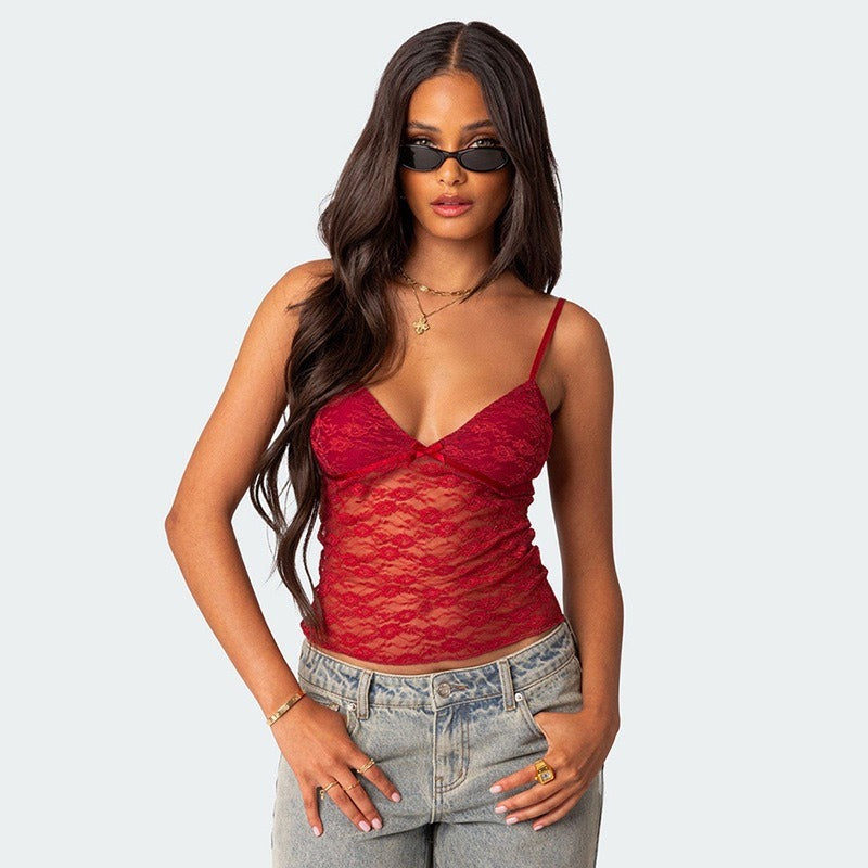 V-Neck Bow Strap Camisole Top