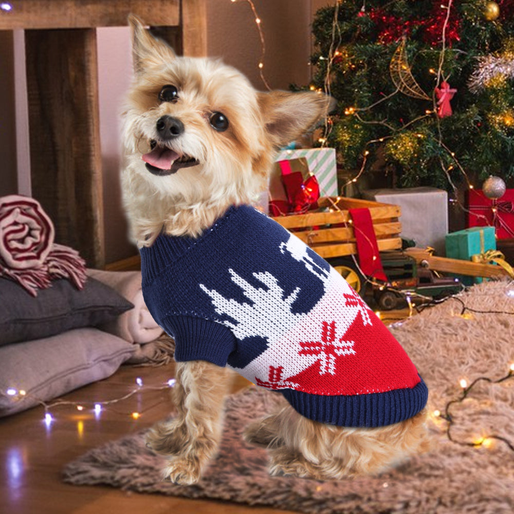 Striped Turtleneck Christmas Pet Sweater with Bones