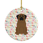 Merry Christmas Bullmastiff Ceramic Ornament