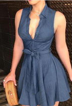 Women’s V-Neck Floral Tie Dress - Casual Sleepwear