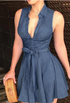 Women’s V-Neck Floral Tie Dress - Casual Sleepwear