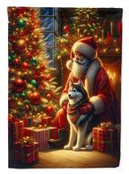 Siberian Husky and Santa Claus Garden Flag