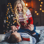Couple's Loose High Neck Long Sleeve Christmas Sweater