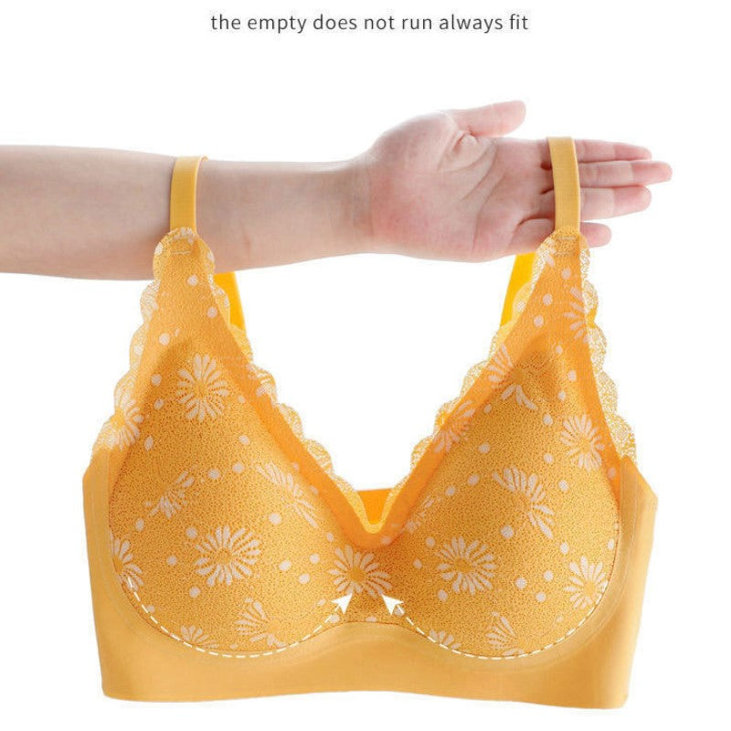Floral Wireless Bra Women's Thin Cup Lingerie Tops