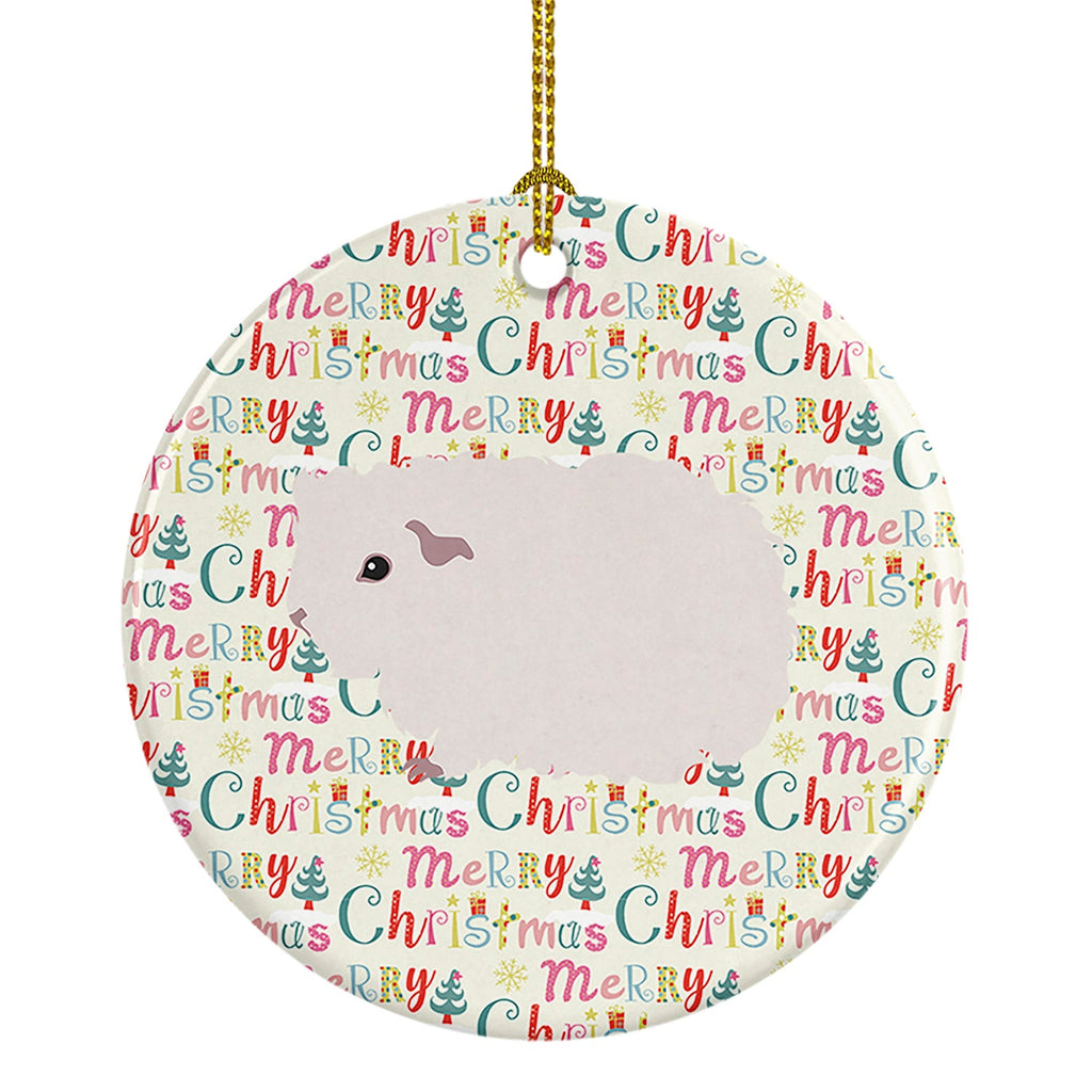 Merino Guinea Pig Christmas Ceramic Ornament