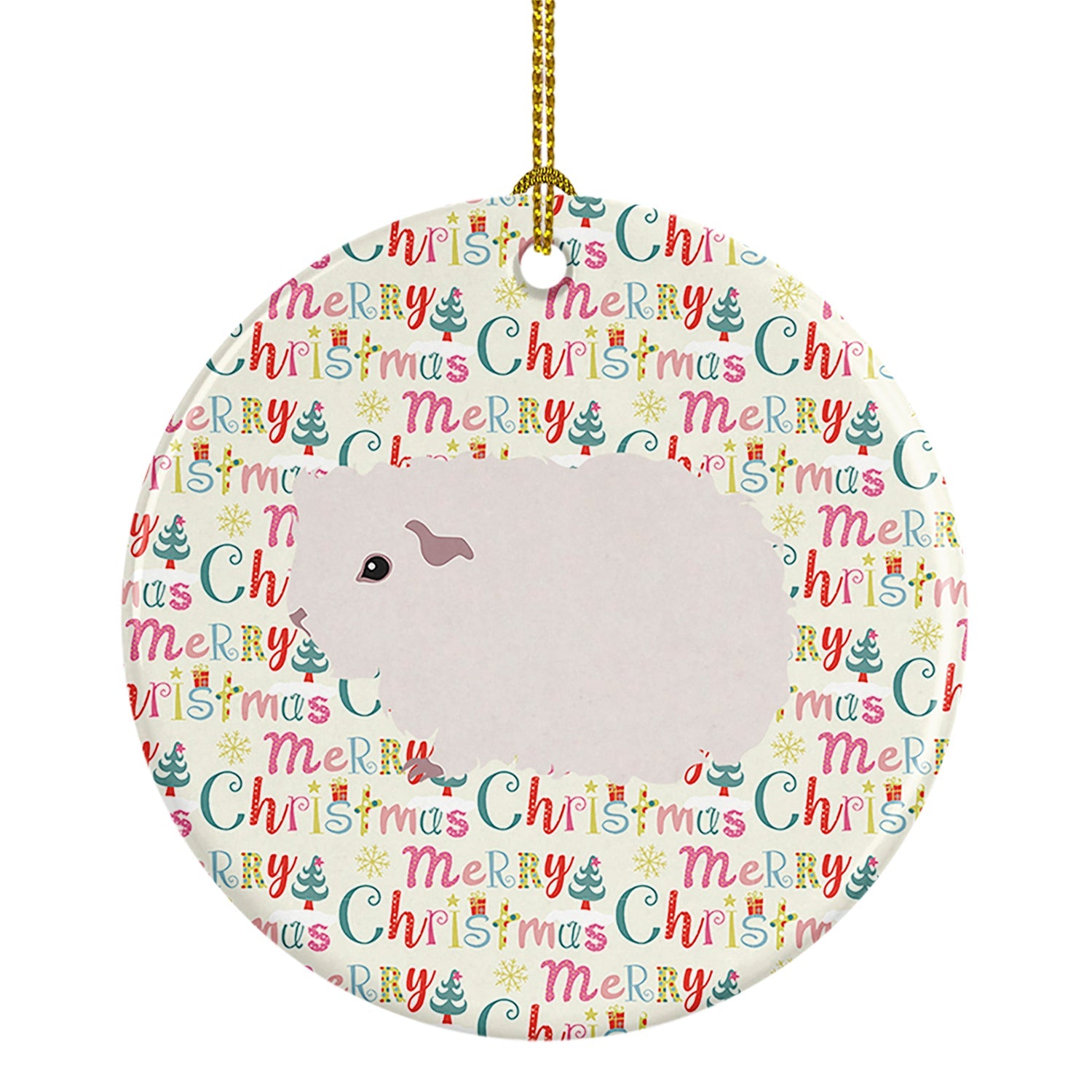 Merino Guinea Pig Christmas Ceramic Ornament