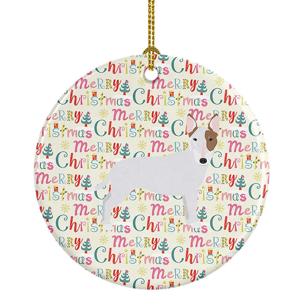 Bull Terrier Merry Christmas Ceramic Ornament