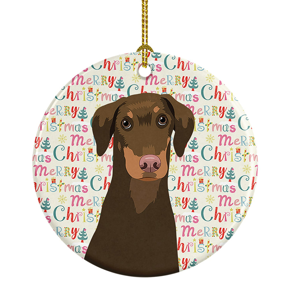 Doberman Pinscher Red and Rust Ears #2 Christmas Ceramic Ornament