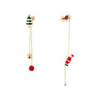 Cute Santa Lady Earrings with Sleigh Christmas Tree