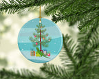 Iguana Merry Christmas Ceramic Ornament