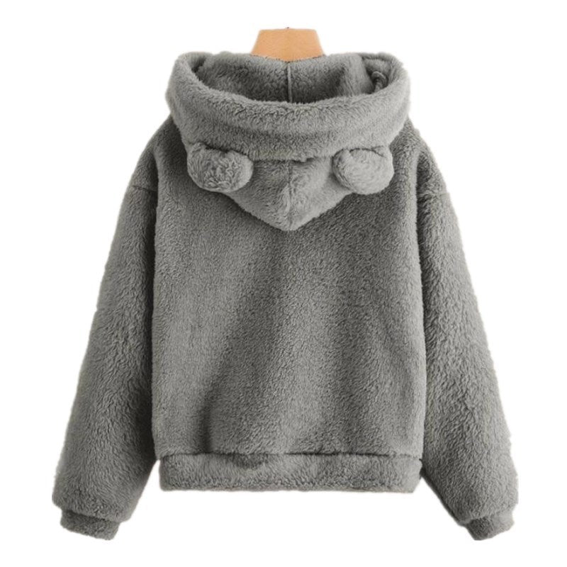 Warm and Cute Reversible Velvet Bunny Ear Hoodie | Streetwear