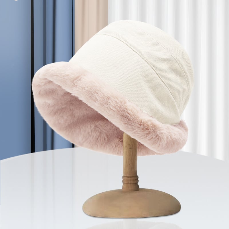 Women's Thickened Fleece-Lined Bucket Hat for Fall/Winter | Embroidered Cap