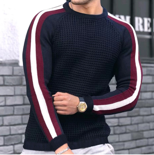 Men's Slim Fit Contrast Sports Casual Sweater