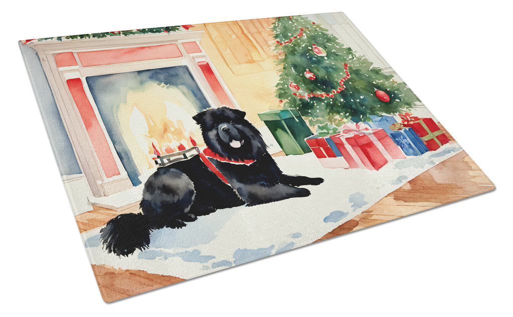 Chow Chow Cozy Christmas Glass Cutting Board