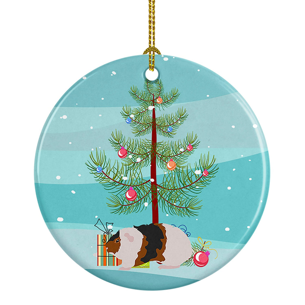 Teddy Guinea Pig Merry Christmas Ceramic Ornament