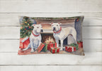 White Pit Bull Terrier Christmas Throw Pillow