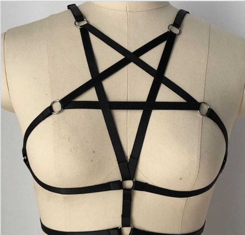 Gothic Punk Style Star Harness Lingerie Set