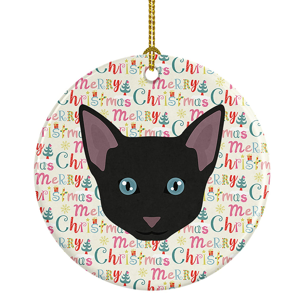 Russian White Black Cat Christmas Ceramic Ornament