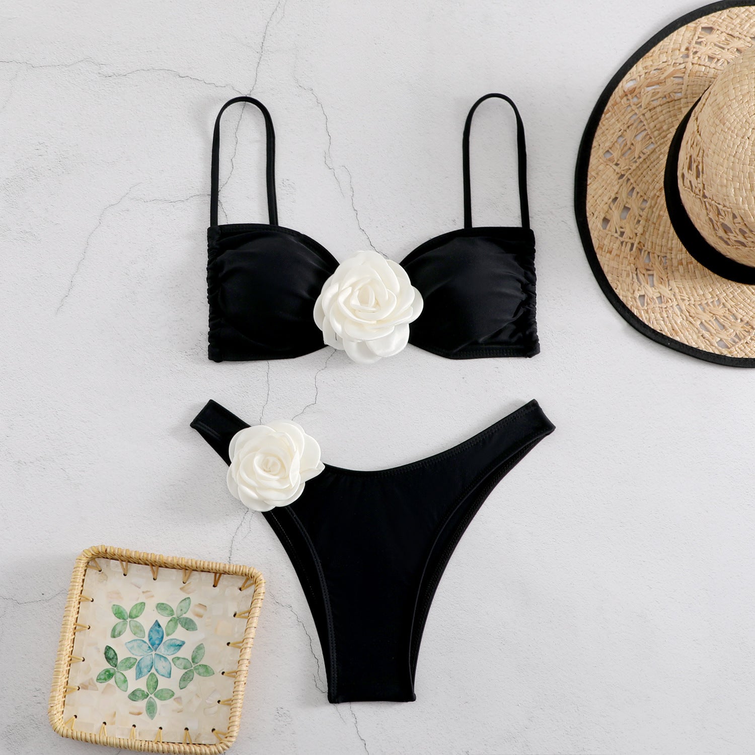 New Amazon Cross-Border Sexy 3D Floral Bikini Set