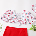 Cute Cartoon 3-Piece Girls' High-Quality Swimsuit Set