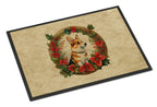 Corgi Christmas Flowers Doormat