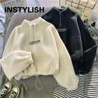 Women's Hooded Fleece Pullover with Embroidery | Streetwear