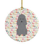 Merry Christmas Poodle Silver Ceramic Ornament
