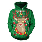 Women's Creative Digital Print Hooded Christmas Sweater