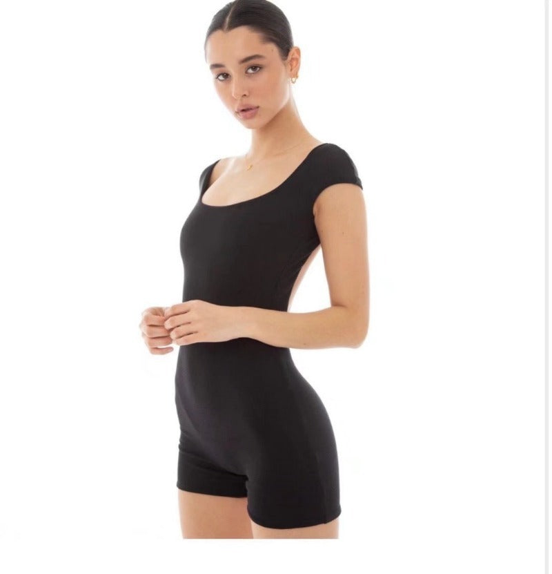 Trendy Backless Short Sleeve Bodysuit for Women 2022